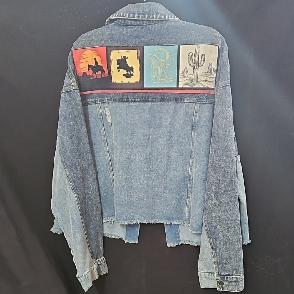 ODDY Denim Jacket with Western Motif